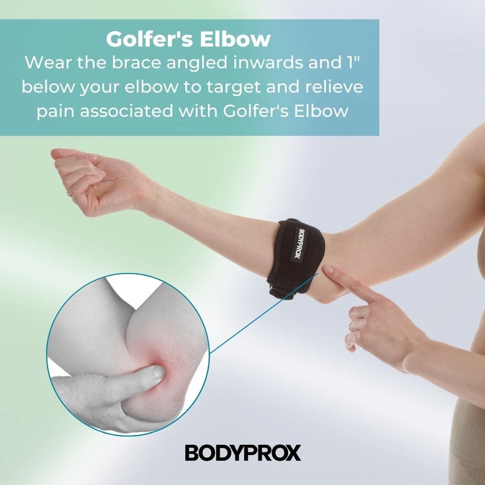 Bodyprox Elbow Brace 2 Pack for Tennis & Golfer's Elbow Pain Relief