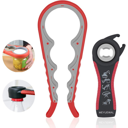 Jar Opener, 5 in 1 Multi Function Can Opener Bottle Opener Kit with Silicone Handle Easy to Use for Children, Elderly and Arthritis Sufferers