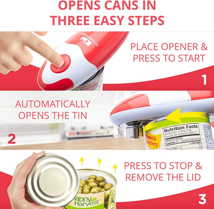 Kitchen Mama Auto Electric Can Opener: Open Your Cans with A Simple Push of Button - Automatic, Hands Free, Smooth Edge, Food-Safe, Battery Operated, YES YOU CAN